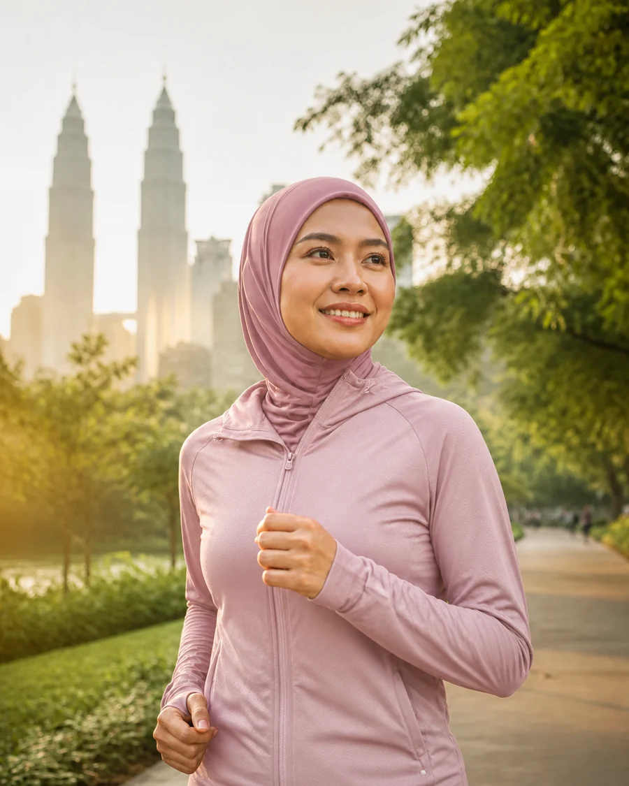 Malay woman enjoying an active morning