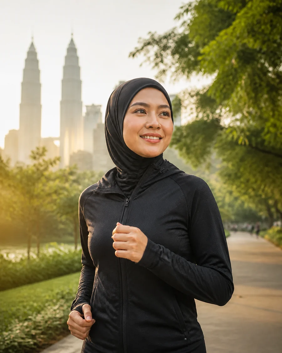 Malay woman enjoying an active morning