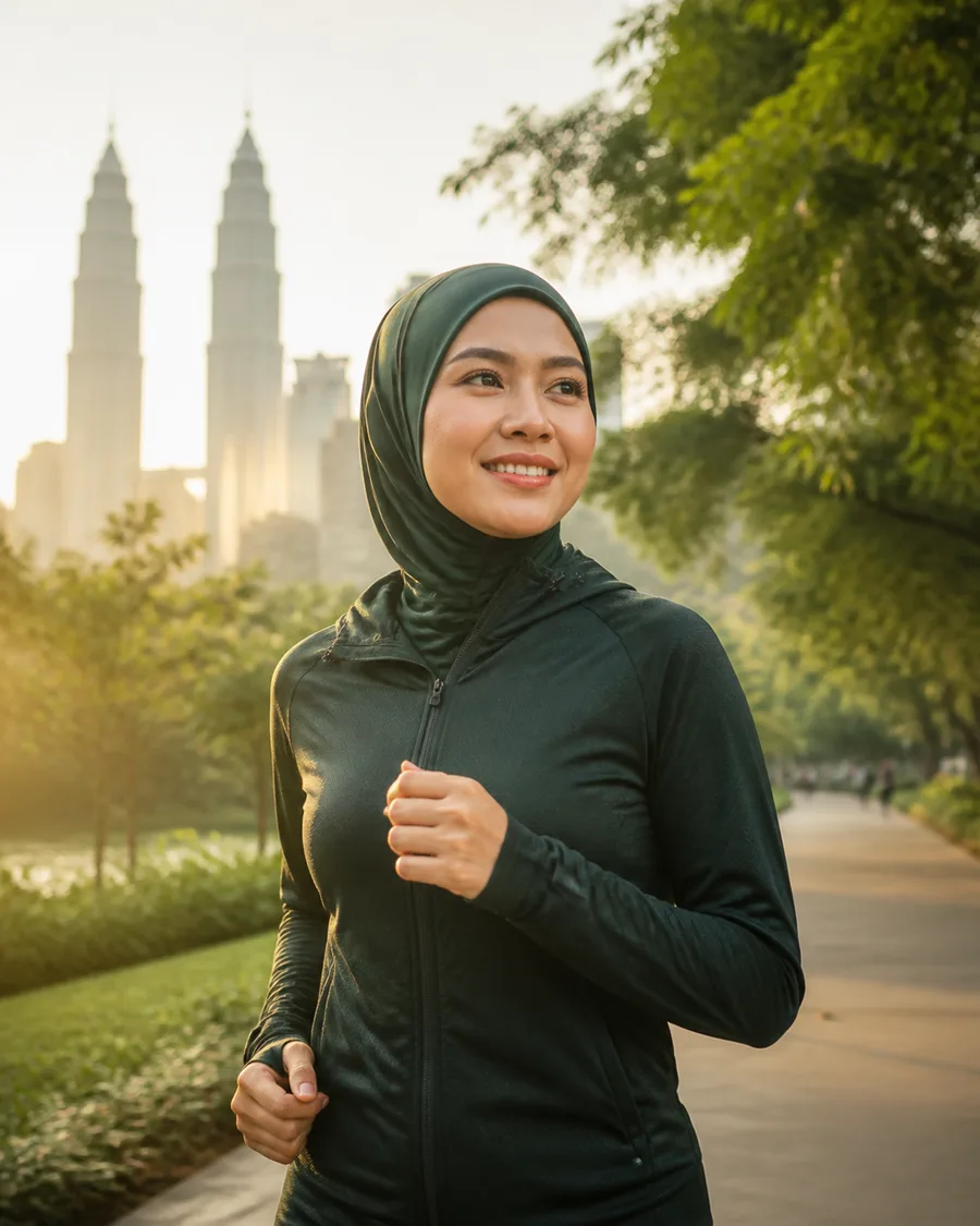 Malay woman enjoying an active morning