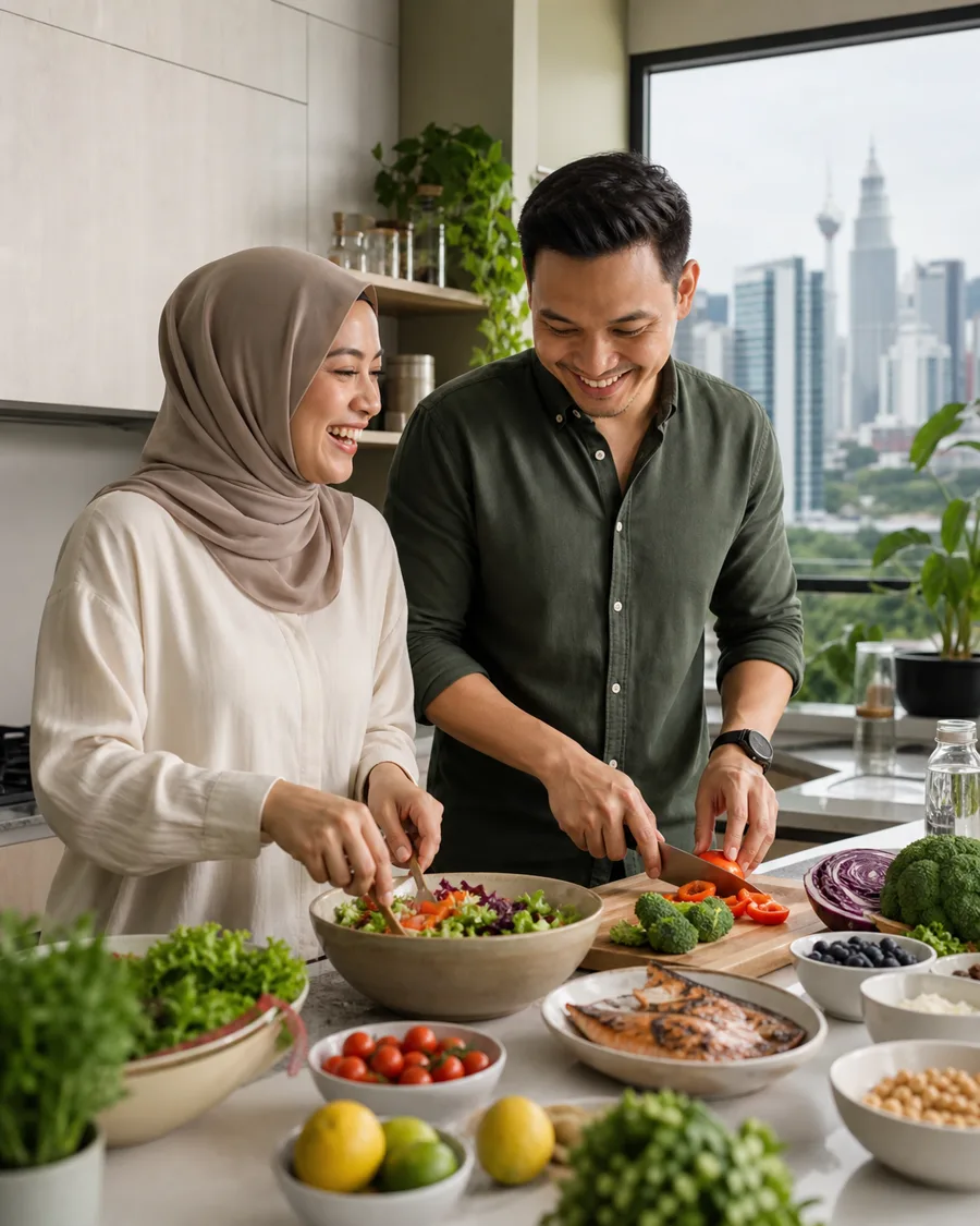 Malay woman following a balanced routine